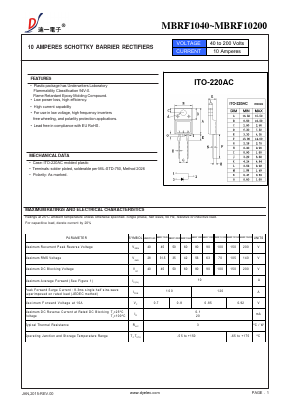 MBRF10150 Datasheet PDF DIYI Electronic Technology Co., Ltd.