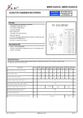 MBR1040CD Datasheet PDF DIYI Electronic Technology Co., Ltd.