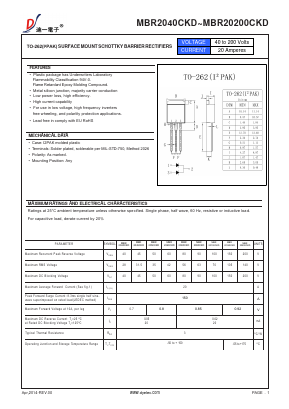 MBR2040CKD Datasheet PDF DIYI Electronic Technology Co., Ltd.