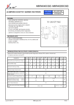 MBR4040CGD Datasheet PDF DIYI Electronic Technology Co., Ltd.