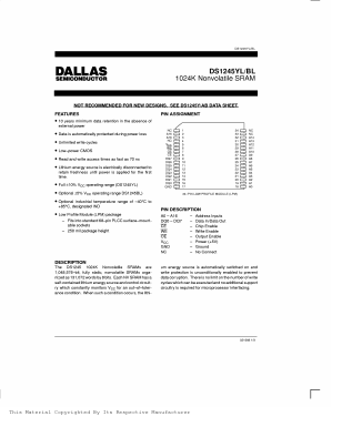 DS1245BL-70 Datasheet PDF Dallas Semiconductor -> Maxim Integrated