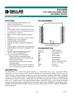 DS1345WP-100-IND Datasheet PDF Dallas Semiconductor -> Maxim Integrated