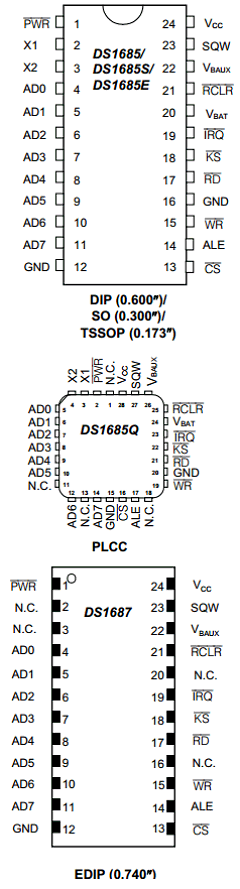 DS1685-3 Datasheet PDF Dallas Semiconductor -> Maxim Integrated