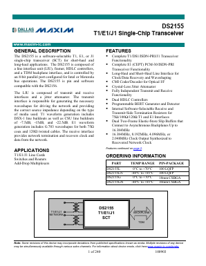 DS2155G Datasheet PDF Dallas Semiconductor -> Maxim Integrated
