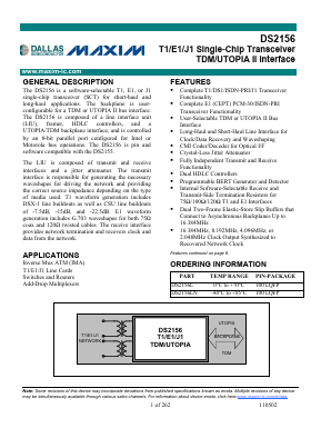 DS2156L Datasheet PDF Dallas Semiconductor -> Maxim Integrated