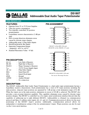 DS1807 Datasheet PDF Dallas Semiconductor -> Maxim Integrated