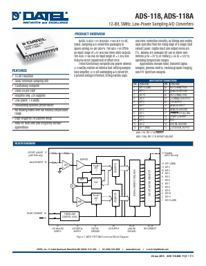 ADS-118A Datasheet PDF  DATEL Data Acquisition products 