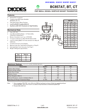BC857AT-7-F Datasheet PDF Diodes Incorporated.