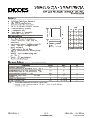 SMAJ43CA Datasheet PDF Diodes Incorporated.