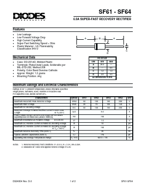 SF61 Datasheet PDF Diodes Incorporated.