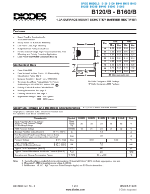 B120 Datasheet PDF Diodes Incorporated.