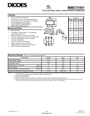 MMDT5401 Datasheet PDF Diodes Incorporated.