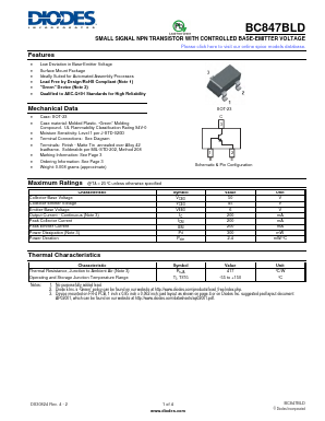 BC847BLD Datasheet PDF Diodes Incorporated.