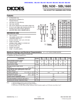 SBL1630 Datasheet PDF Diodes Incorporated.