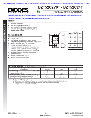 BZT52C4V3T-7 Datasheet PDF Diodes Incorporated.