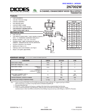 2N7002W-7-F Datasheet PDF Diodes Incorporated.