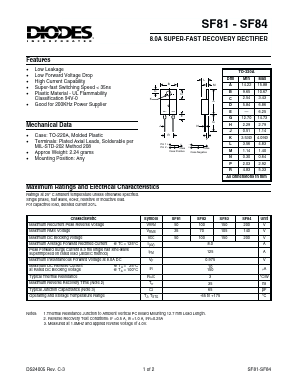 SF81 Datasheet PDF Diodes Incorporated.