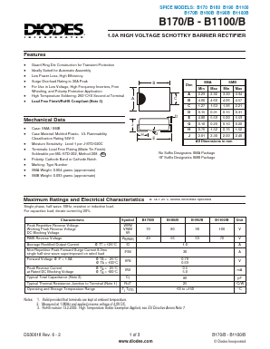 B170B Datasheet PDF Diodes Incorporated.