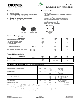 BAS16V Datasheet PDF Diodes Incorporated.