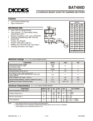 BAT400 Datasheet PDF Diodes Incorporated.