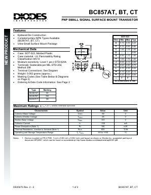 BC857AT-7 Datasheet PDF Diodes Incorporated.