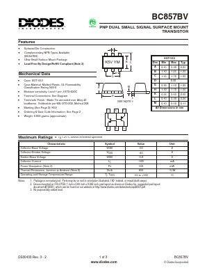 BC857BV Datasheet PDF Diodes Incorporated.
