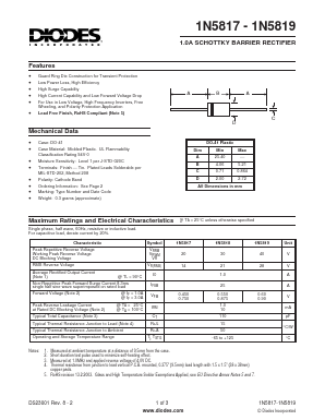 1N5818-B Datasheet PDF Diodes Incorporated.