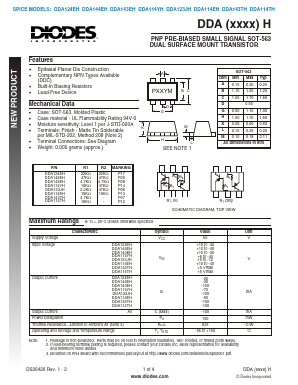 DDA123JH-7 Datasheet PDF Diodes Incorporated.