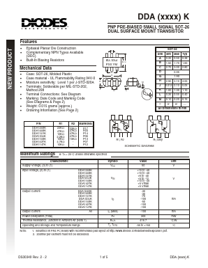 DDA123JK-7 Datasheet PDF Diodes Incorporated.