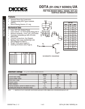 DDTA123TUA-7 Datasheet PDF Diodes Incorporated.