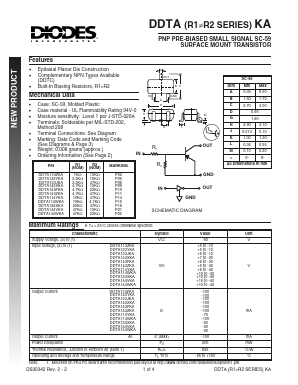 DDTA123JKA Datasheet PDF Diodes Incorporated.
