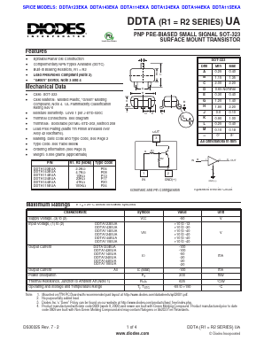 DDTA123EUA Datasheet PDF Diodes Incorporated.