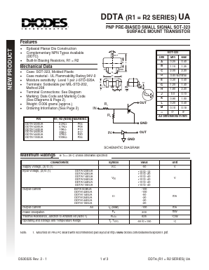 DDTA123EUA-7 Datasheet PDF Diodes Incorporated.