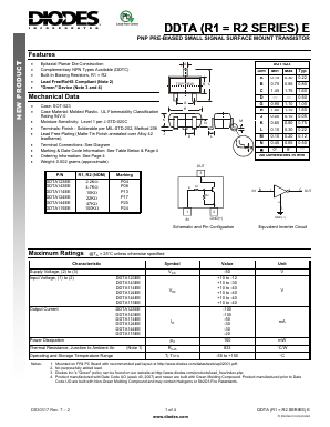 DDTA144EE Datasheet PDF Diodes Incorporated.