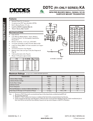 DDTC125TKA-7-F Datasheet PDF Diodes Incorporated.
