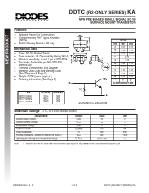 DDTC114GKA Datasheet PDF Diodes Incorporated.