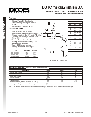 DDTC114GUA Datasheet PDF Diodes Incorporated.