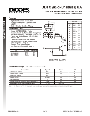 DDTC124GUA-7 Datasheet PDF Diodes Incorporated.