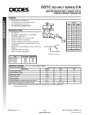 DDTC114GCA Datasheet PDF Diodes Incorporated.