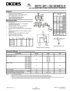 DDTC114EE Datasheet PDF Diodes Incorporated.