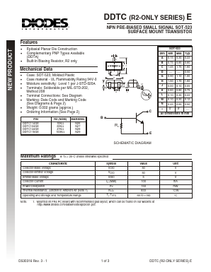 DDTC114GE-7 Datasheet PDF Diodes Incorporated.