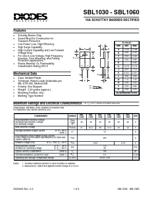 SBL1045 Datasheet PDF Diodes Incorporated.