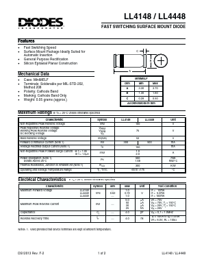 LL4448 Datasheet PDF Diodes Incorporated.