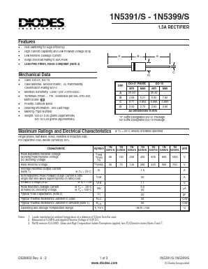 1N5391-B Datasheet PDF Diodes Incorporated.