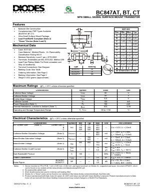 BC847AT-7-F Datasheet PDF Diodes Incorporated.