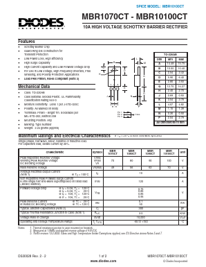 MBR1070CT Datasheet PDF Diodes Incorporated.