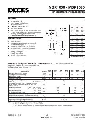 MBR1040 Datasheet PDF Diodes Incorporated.