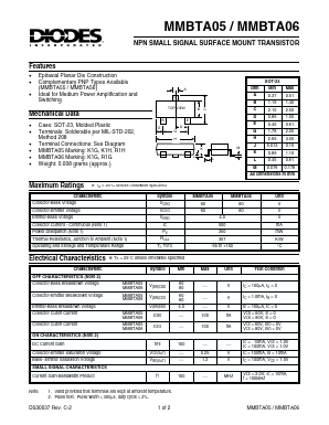 MMBTA05 Datasheet PDF Diodes Incorporated.