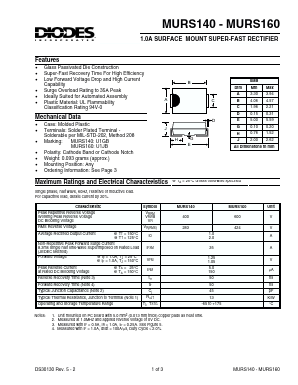 MURS140-13 Datasheet PDF Diodes Incorporated.