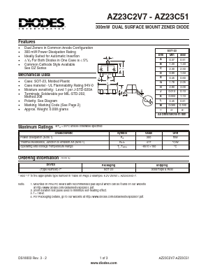 AZ23C33-7 Datasheet PDF Diodes Incorporated.